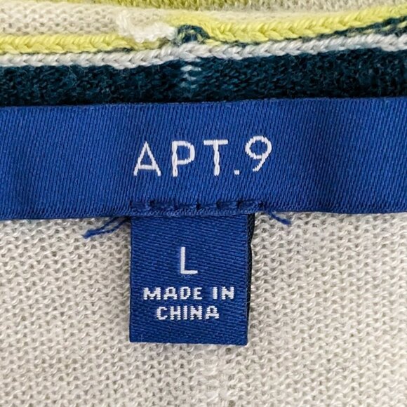 Apt. 9 Women's V-Neck Sweater - Gray, Blue, and Yellow Stripes - Picture 3 of 5